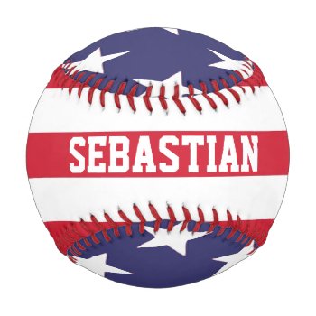 Usa United States American Flag Personalized Baseball by Ricaso_Designs at Zazzle