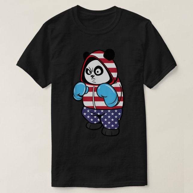USA United States Boxing Panda Bear  T-Shirt (Design Front)