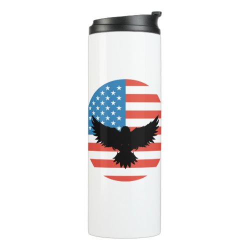 USA United States Flag  Eagle Silhouette Thermal Tumbler