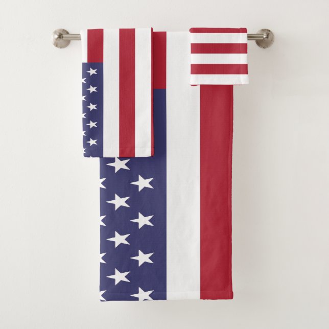 USA United States of America American Flag Bath Towel Set (Insitu)