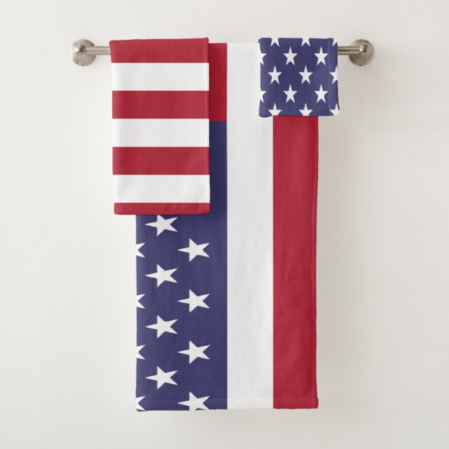 USA United States of America American Flag Bath Towel Set (Insitu)