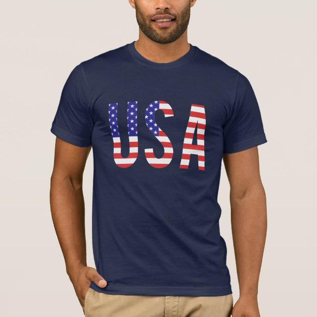 USA - United States of America Flag Letters T-Shirt (Front)