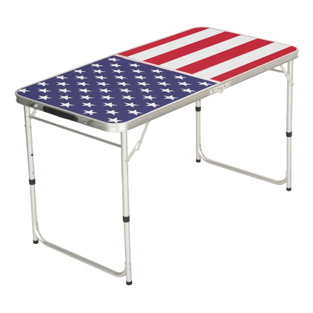 USA United States of America Patriotic Beer Pong Table (Angled)