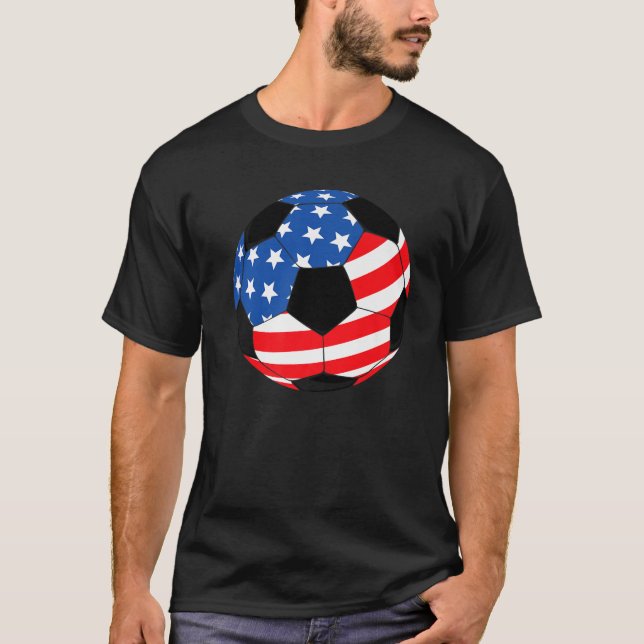 USA United States Soccer Fans American Flag Footba T-Shirt (Front)