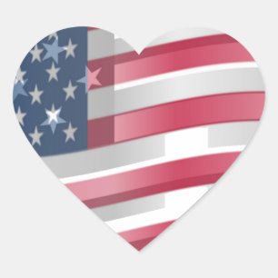 USA Unites: Stripes & Stars in Bold Design Heart Sticker