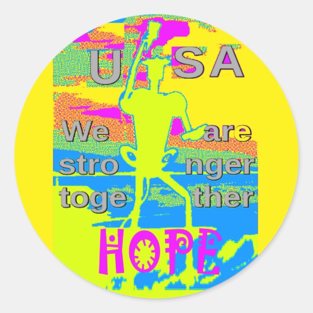 USA Unity Design: Hope and Strength Classic Round Sticker (Front)