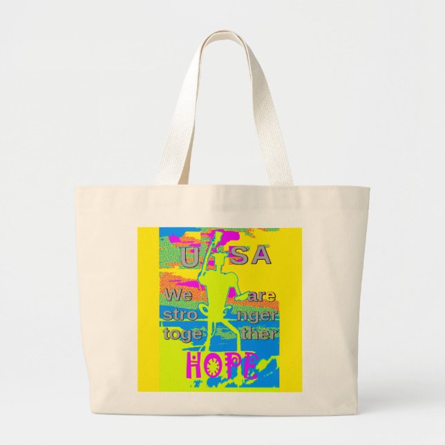 USA Unity Design: Hope and Strength Large Tote Bag (Front)