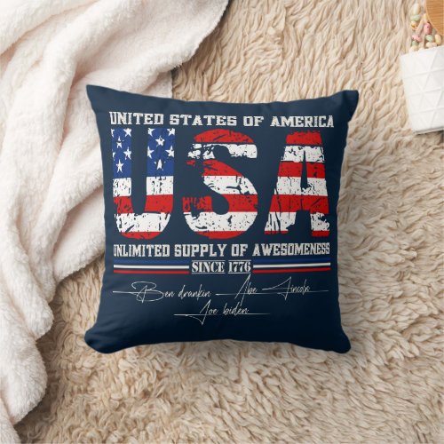 USA unlimited supply of awesomeness 4th of july  Throw Pillow
