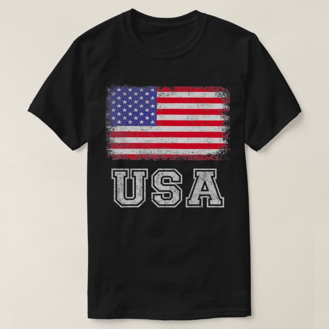 USA US Flag Patriotic 4th Of July America  T-Shirt (Design Front)