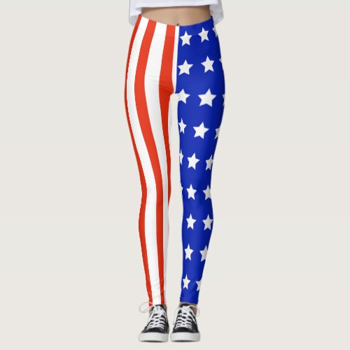 USA US Flag Stars Stripes Indepence Day 4th July Leggings