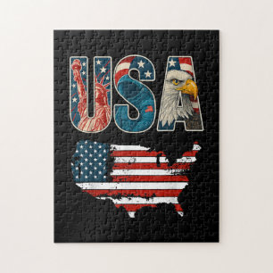 USA US Patriotic 4th of July America Flag Freedom Jigsaw Puzzle