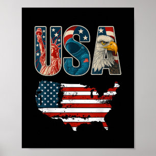 USA US Patriotic 4th of July America Flag Freedom Poster