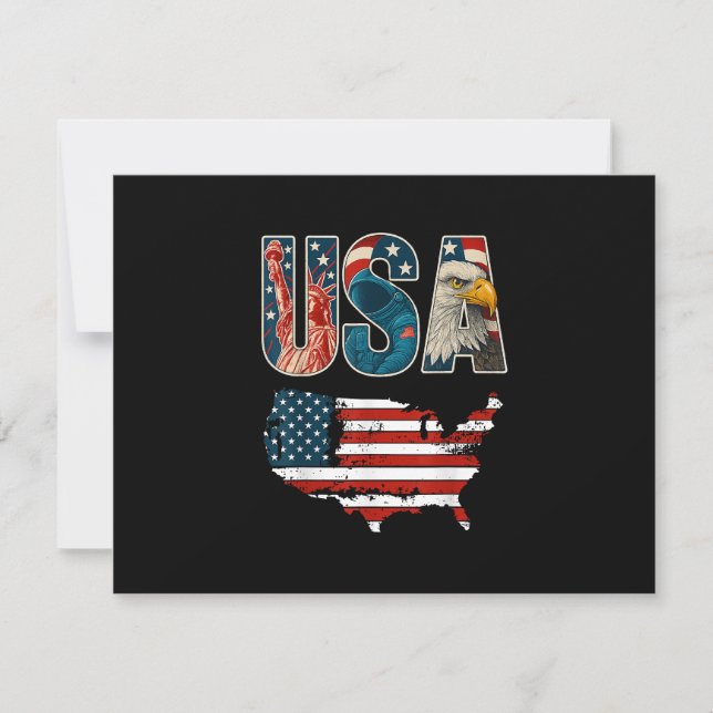 USA US Patriotic 4th of July America Flag Freedom  RSVP Card (Front)