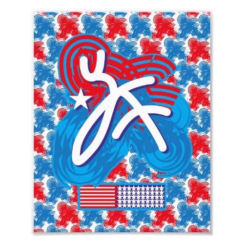USAUSA FLAG SIMPLIFIED TEXT BY MASANSER PIXELAT PHOTO PRINT