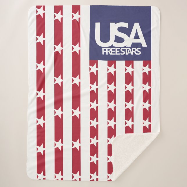 USA/USA FREE STARS FLAG BY MASANSER PIXELAT SHERPA BLANKET (Front)