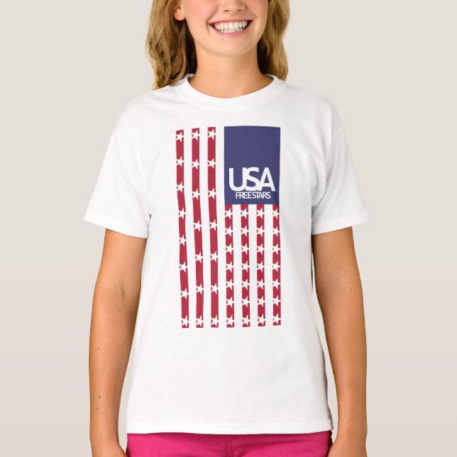 USA/USA FREE STARS FLAG BY MASANSER PIXELAT T-Shirt (Front)