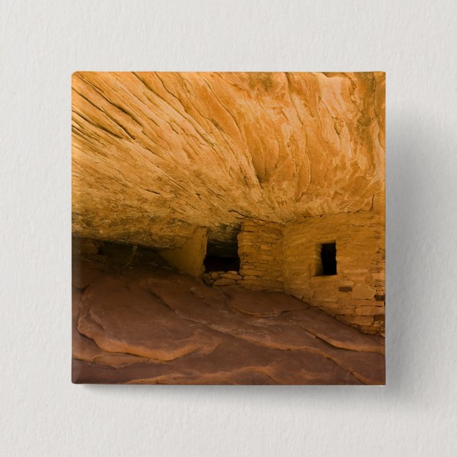 USA, Utah, Cedar Mesa, Mule Canyon. Sandstone Pinback Button (Front)