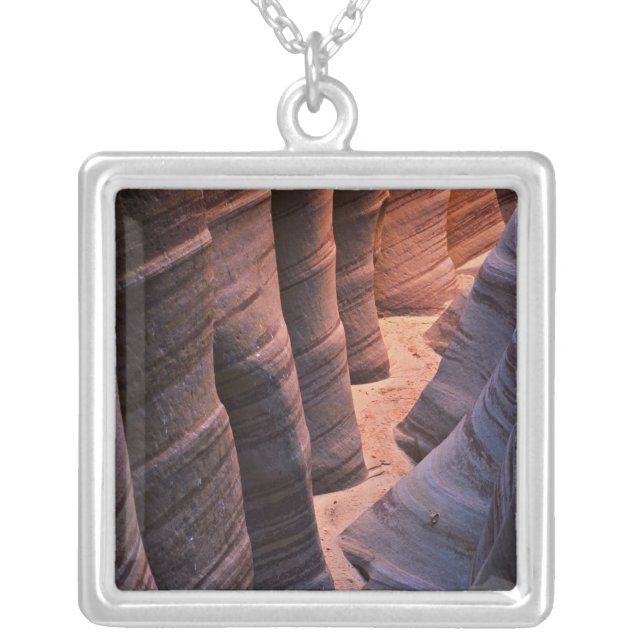 USA, Utah, Escalante. Repeating sandstone Silver Plated Necklace (Front)