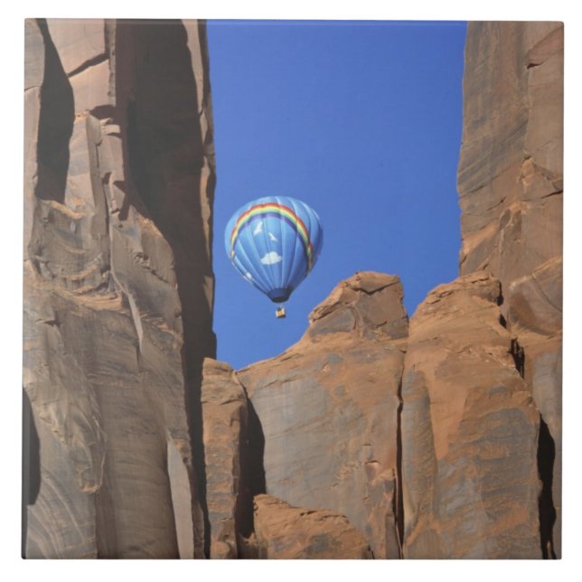 USA, Utah, Monument Valley. A rainbow hot-air Ceramic Tile (Front)