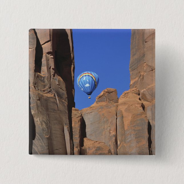 USA, Utah, Monument Valley. A rainbow hot-air Pinback Button (Front)