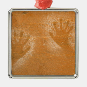 USA, Utah, Pictograph Hand-prints on sandstone, Metal Ornament