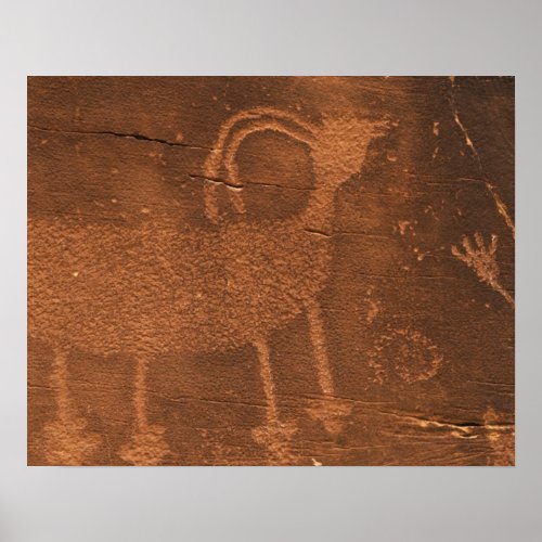 USA Utah Prehistoric petroglyph rock art at 2 Poster