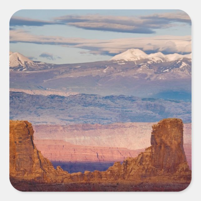 USA, Utah. Scenic of La Sal Mountains from Dead Square Sticker (Front)