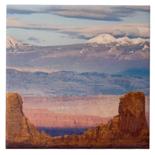 USA, Utah. Scenic of La Sal Mountains from Dead Tile