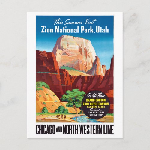 USA Utah Vintage Travel Poster Restored Postcard