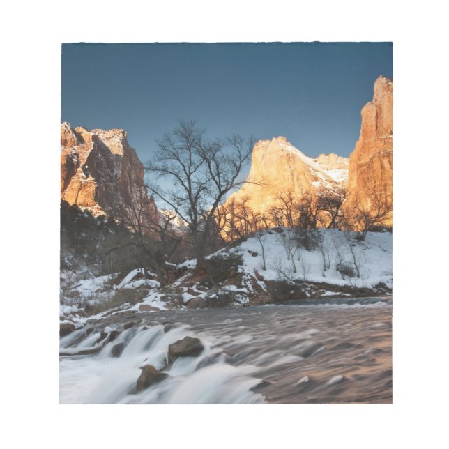 USA, Utah, Zion National Park. Mountain sunrise Notepad (Front)