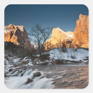 USA, Utah, Zion National Park. Mountain sunrise Square Sticker