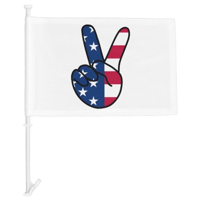 USA V Sign Car Flag (Front)
