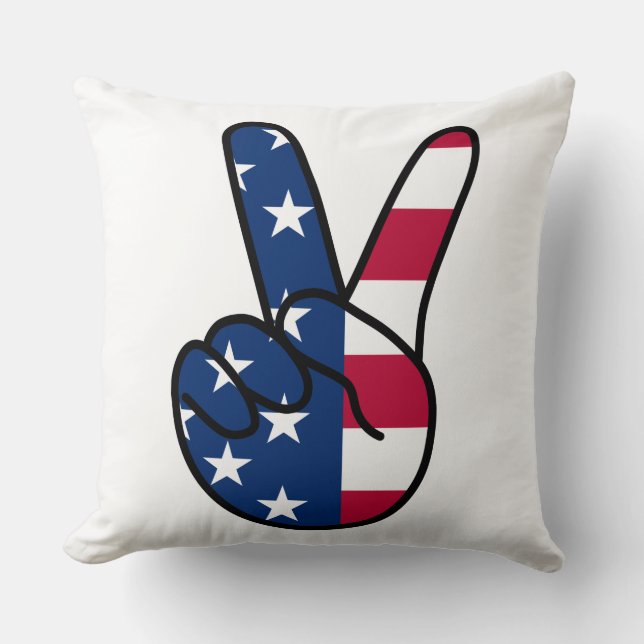 USA V Sign Throw Pillow (Front)