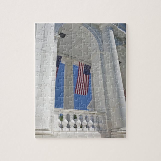 USA, VA, Arlington. American Flags are hung Jigsaw Puzzle (Vertical)