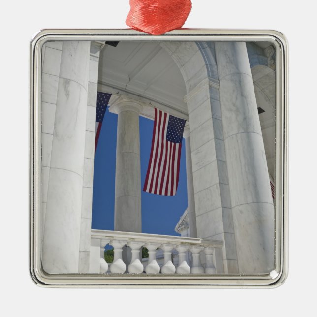 USA, VA, Arlington. American Flags are hung Metal Ornament (Front)