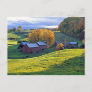 USA, Vermont, Jenne Farm. Rolling green hills Postcard