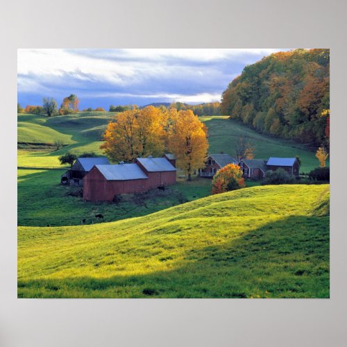 USA Vermont Jenne Farm Rolling green hills Poster