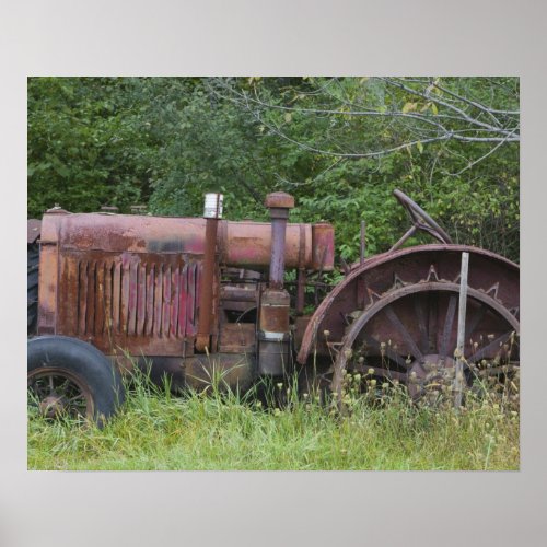 USA Vermont MANCHESTER Antique Farm Tractor Poster
