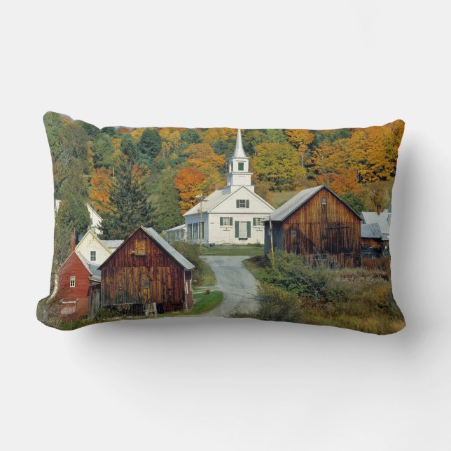 USA, Vermont, Waits River. Fall foliage adds Lumbar Pillow (Front)