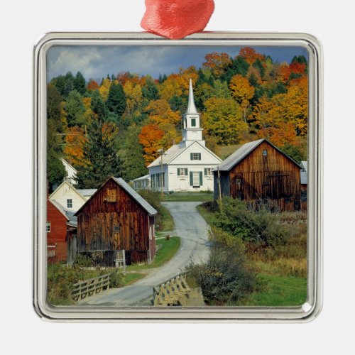 USA Vermont Waits River Fall foliage adds Metal Ornament