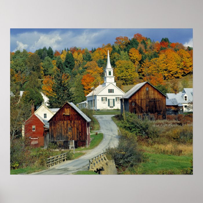 USA, Vermont, Waits River. Fall foliage adds Poster