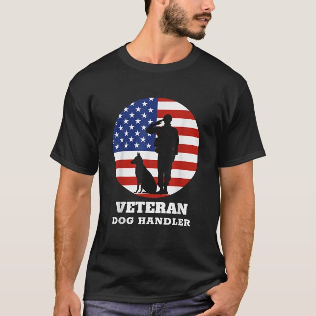 USA Veteran Dog Handler K9 T Shirt (Front)