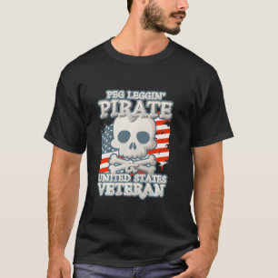 Usa Veteran  Peg Leggin Pirate Skull Tees Men Wome