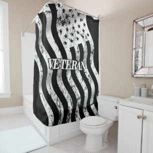 USA Veteran - white vintage 001 Shower Curtain