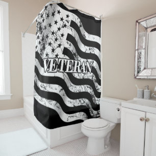 USA Veteran - white vintage Shower Curtain