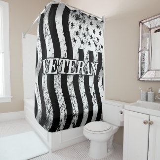 USA Veteran - white vintage vertical Shower Curtain