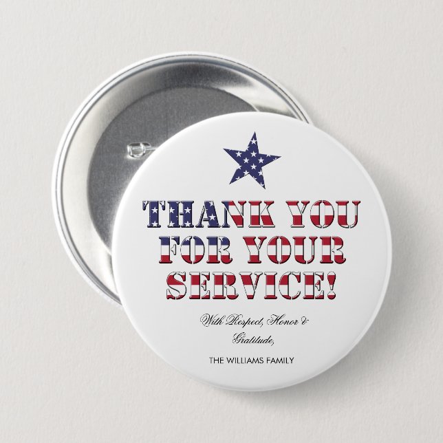 USA Veterans Thank You for Your Service Button (Front & Back)