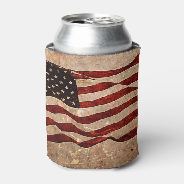USA Vintage American Flag Can Cooler (Can Front)