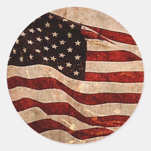 USA Vintage American Flag Classic Round Sticker