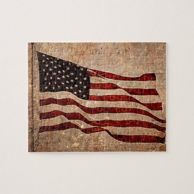 USA Vintage American Flag Jigsaw Puzzle (Horizontal)